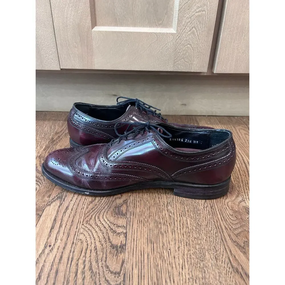 Florsheim Men’s Wingtip Oxford Sz 9.5 Dress Shoes Burgundy Leather Brogue LaceUp